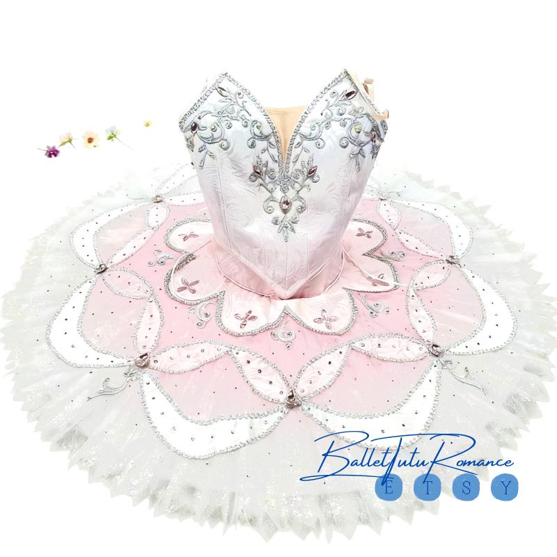 Custom Ballet Tutu, Luxury Aurora Nutcracker Costume, Adult/Child Handmade Silver-Embroidered Tutu