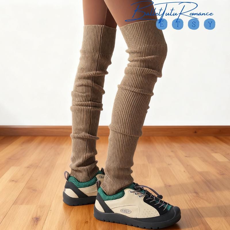 Knitted Over-the-Knee Leg Warmers, Sporty Modern Stacked Warm Leg Cuffs Average Size Cozy Trendy