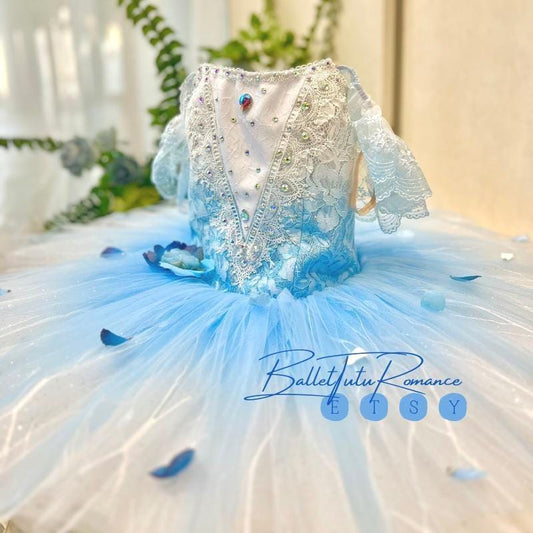 Customized Ice Blue Ombré Ballet Tutu,Adult & Child, Swan Lake/Cinderella Fairy Dance Wear