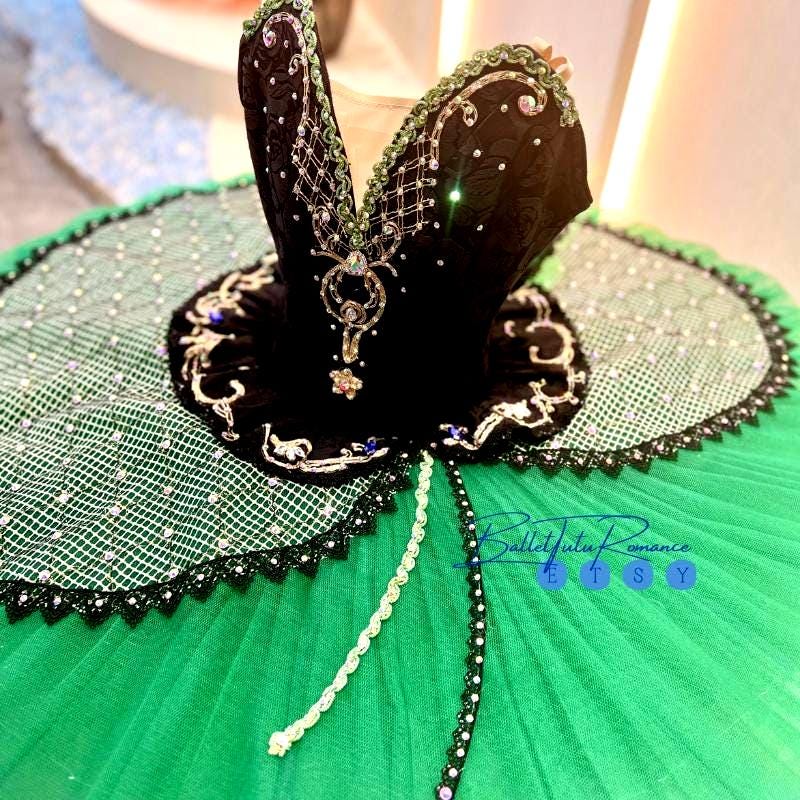 Custom Green Ballet Tutu: Esmeralda Performance Costume, Customizable Color for Competition