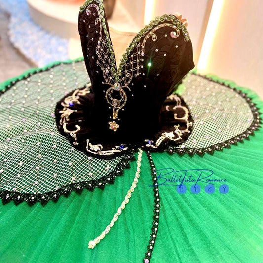 Custom Green Ballet Tutu: Esmeralda Performance Costume, Customizable Color for Competition
