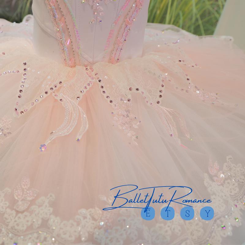 Blush Pink Ballet Tutu Dress: Luxury Crystal Embellished Recital Outfit