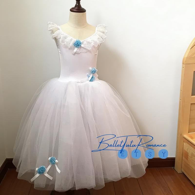 Lace Trimmed Blue Ballet Performance Dress: Standard Size(No hook&eye), Nutcracker