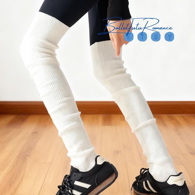 Knitted Over-the-Knee Leg Warmers, Sporty Modern Stacked Warm Leg Cuffs Average Size Cozy Trendy