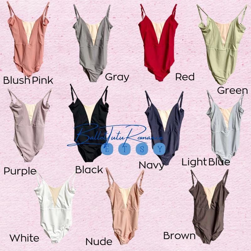 Size Custom V-Back Ballet Training Leotard, Nude Lined Gymnastics Bodysuit, Bulk customization
