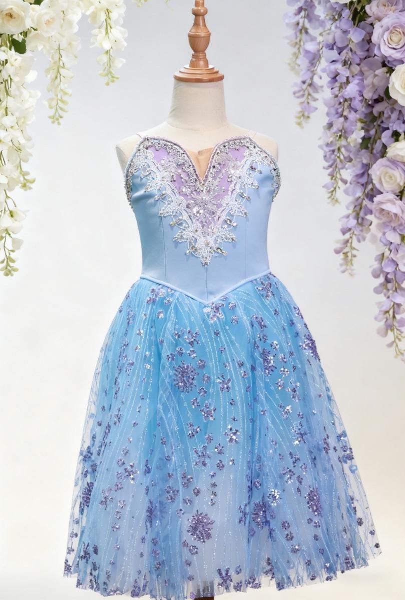 Hand-stitched Blue Ballet Tutu Dress: Sparkle Princess Gown,Adult & Child,Aurora/Nutcracker