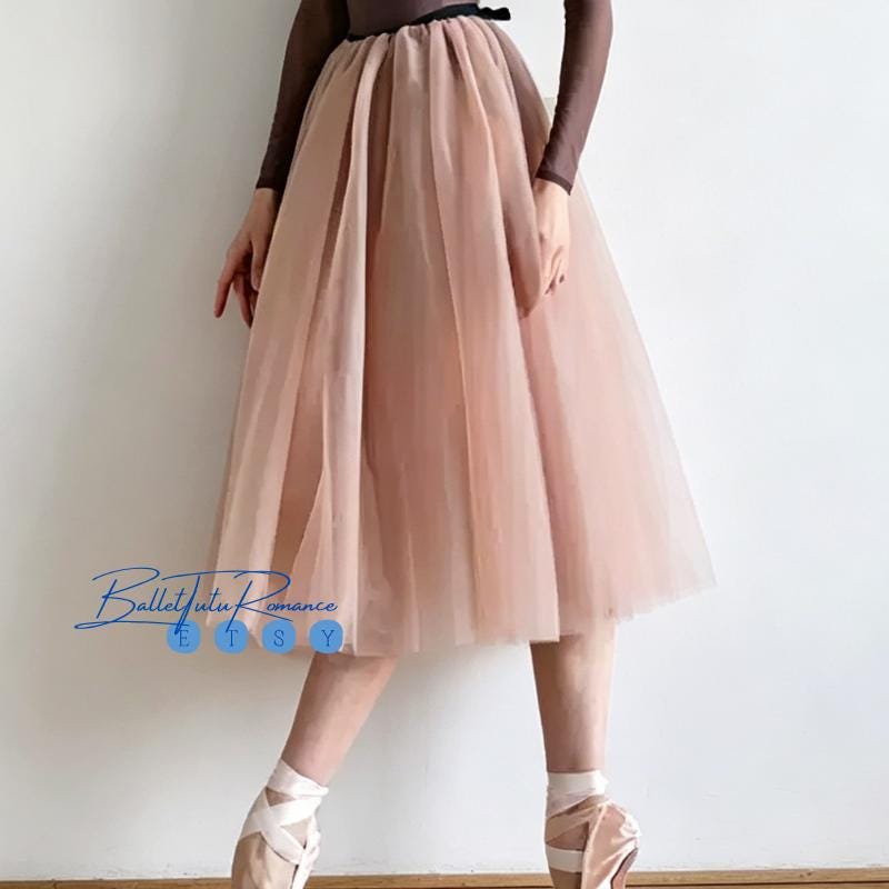 Customizable Ballet Tulle Midi Skirt, Adult & Kids Romantic Flowy Dance Practice Skirt