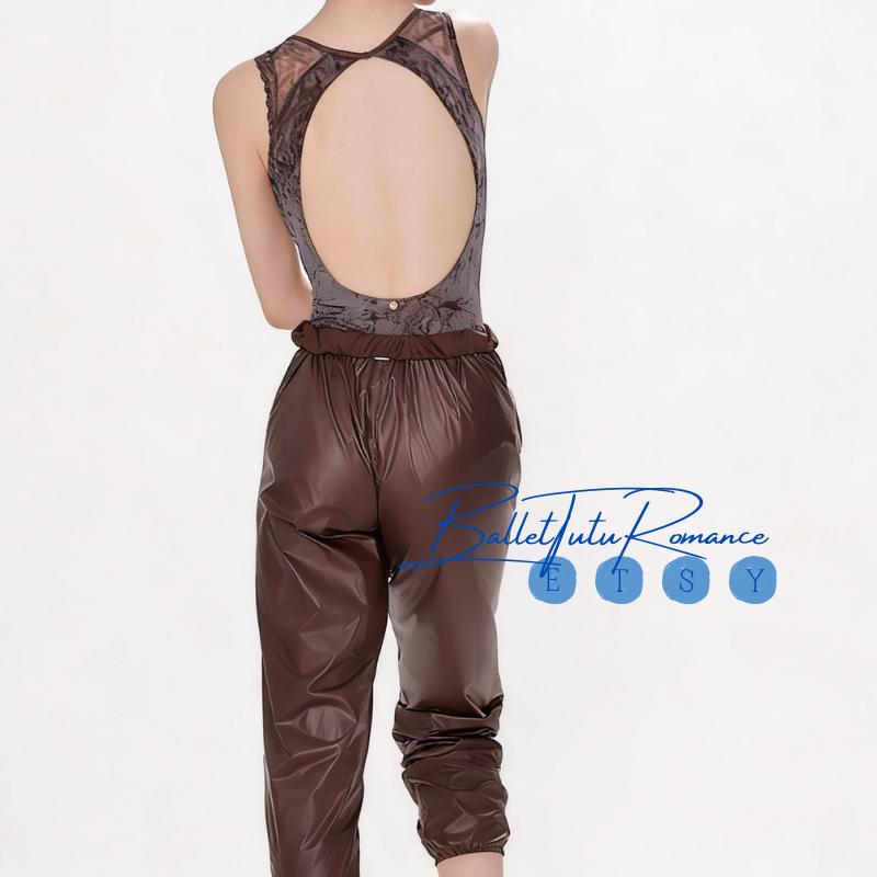Classic Brown Ballet Leotard: High Cut Open Back Dancewear, Adult Performance & Practice Bodysuit