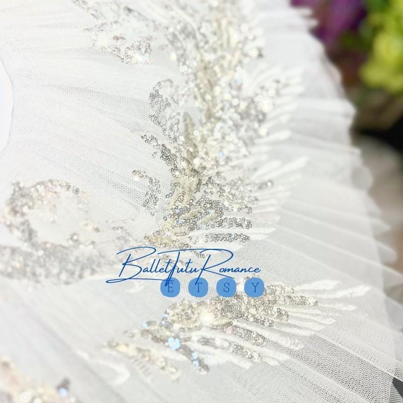Custom White Sequin Ballet Tutu, Swan Lake Costume, Stage Performance