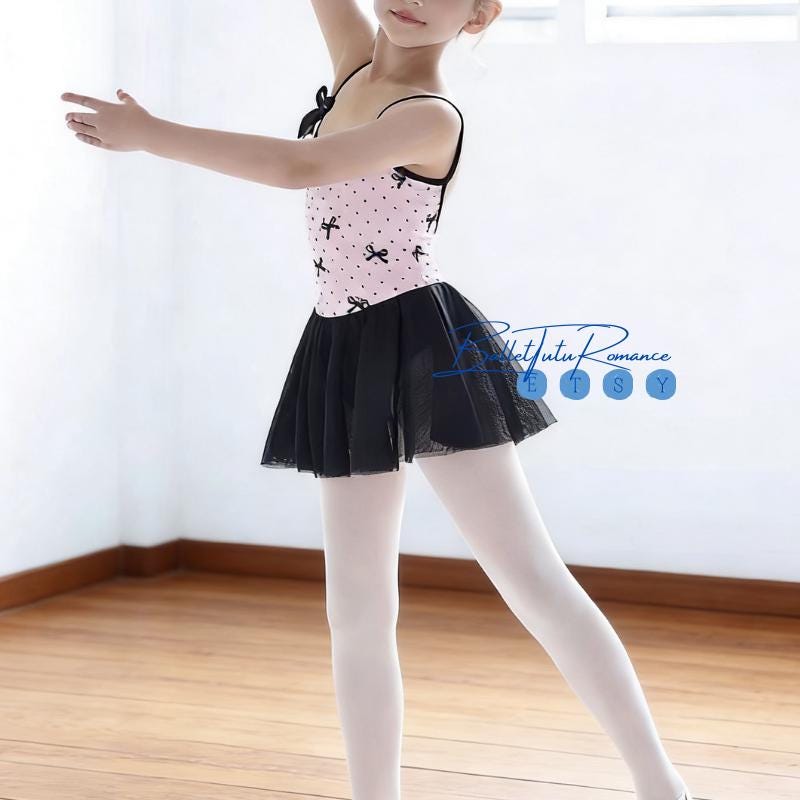 Pink Bow Ballet Leotard, Girls Dance Tutu, Practice Wear