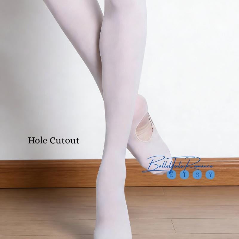 Ballet Dance Tights Anti-Run: 9/10 Cropped/Hole Cutout/Footed, Adult Yoga Tights