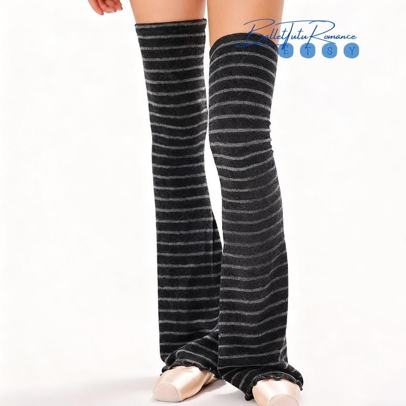 Striped Knit Dance Set, 3-Piece Warm Dancewear, Arm Sleeves & Leg Warmers, Dance Practice Wear