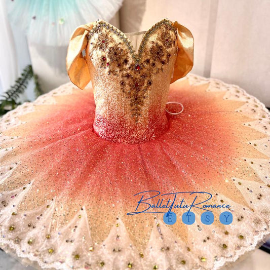 Custom Gradient Gold Orange Ballet Tutu: Custom Aurora Costume, Adult & Child, Sleeping Beauty/Paquita