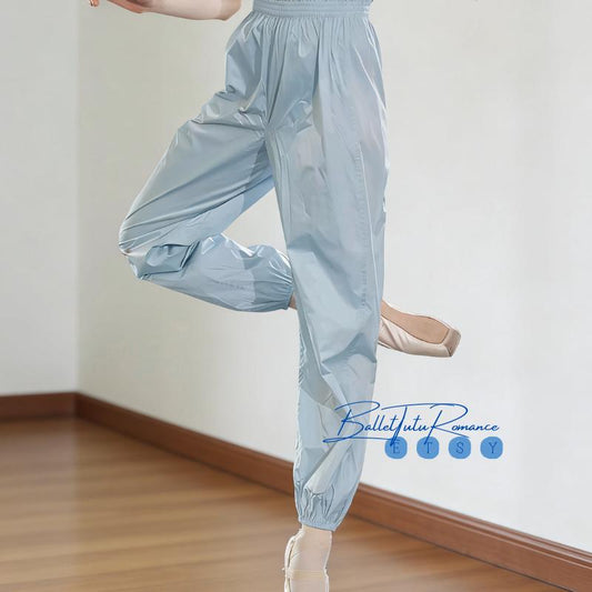 Ballet Heated Sweat Pants: Black/Blue Dance, Adult Warm Up Ballet Practice Trousers