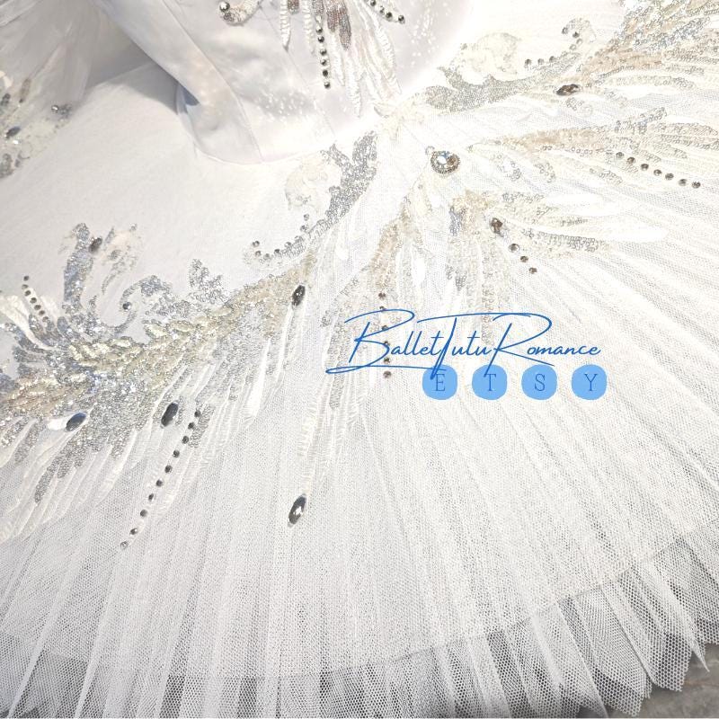 Custom White Sequin Ballet Tutu, Swan Lake Costume, Stage Performance