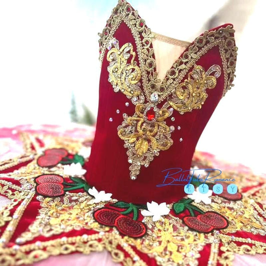 Custom Cherry Burgundy Ballet Tutu, Professional Nutcracker Costume, Adult Child Stage Competition Dance Tutu
