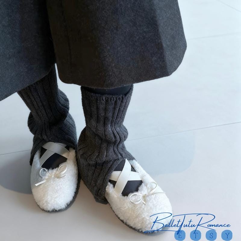 Handmade Mary Jane Ballet Shoes, Custom Warm Winter Flats, Ballet-Style Cozy Slip-Ons