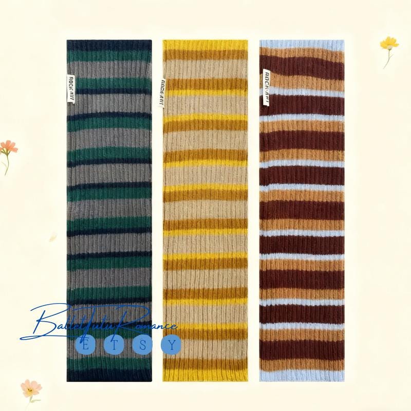 Christmas Leg Warmers, Y2K Sporty Rich Style,Winter Stripe Knit Slimming Sneaker Leg Covers