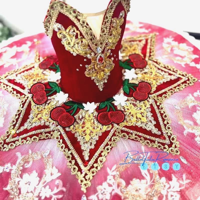 Custom Cherry Burgundy Ballet Tutu, Professional Nutcracker Costume, Adult Child Stage Competition Dance Tutu