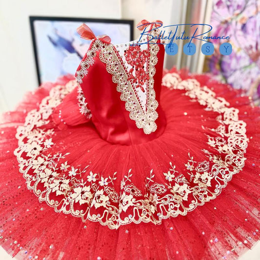 Custom Red Lace Ballet Tutu: Adult/Child Swan Lake/Cinderella Costume, Luxury Tutu