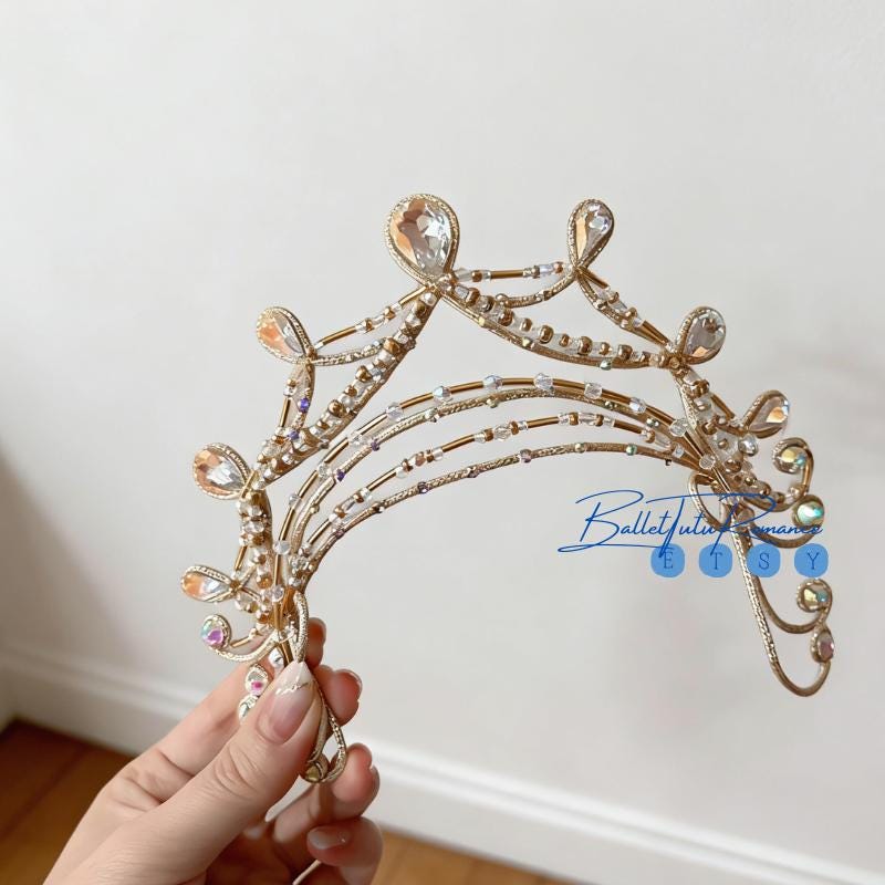 Customized Champagne Ballet Crown, Adult & Child Performance Headwear, Esmeralda Don Quixote Tiara
