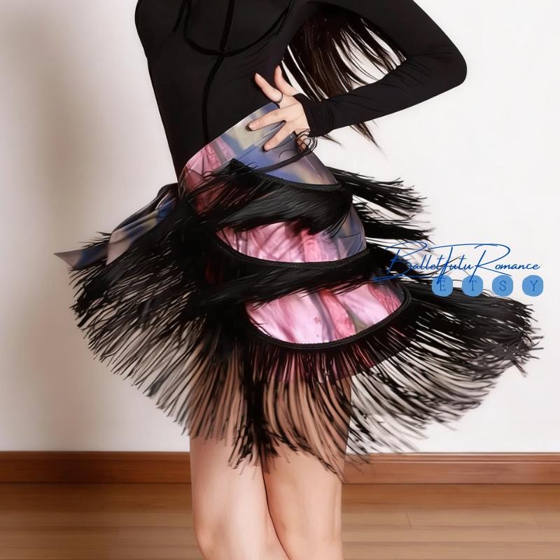 Dance Fringe Hip Scarf: Adult Dance Half Skirt, Performance Dancewear, Samba, latin