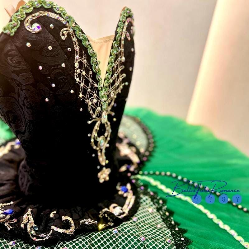 Custom Green Ballet Tutu: Esmeralda Performance Costume, Customizable Color for Competition