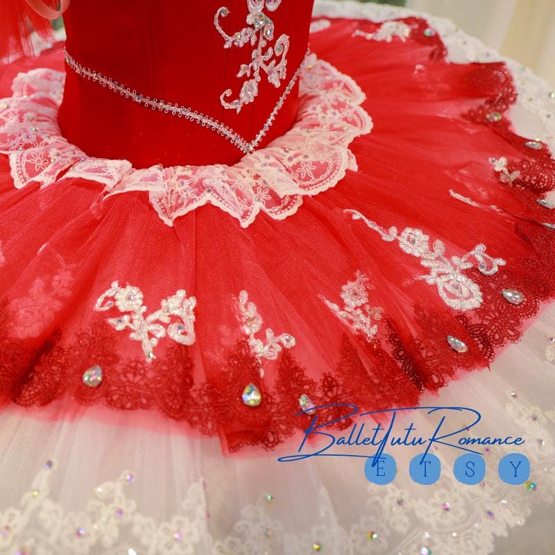 Red Luxury Giselle Ballet Tutu, Custom Adult/Child Costume w/ Lace & Rhinestones