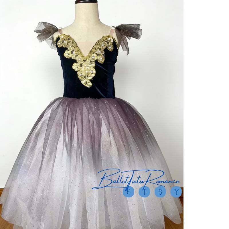 Lace Trimmed Blue Ballet Performance Dress: Standard Size(No hook&eye), Nutcracker