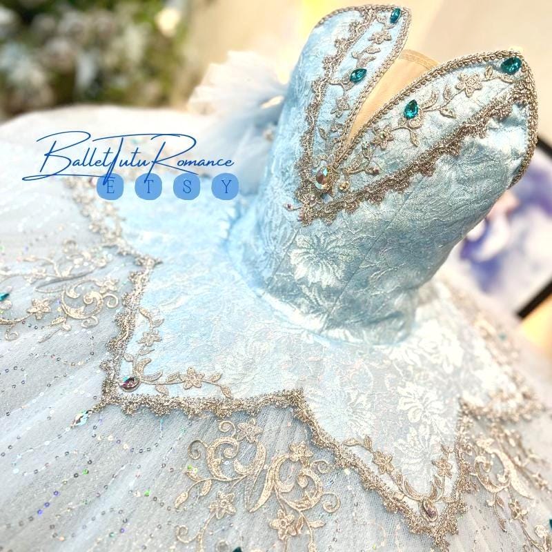 Custom Handmade Light Blue Tutu: Adult/Child Sleeping Beauty/Nutcracker Costume, Luxury Embellished Ballet
