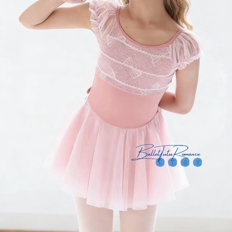 Lace Bow Ballet Tutu Leotard, Kids Ballet Practice Wear, Children Dance Performance Costume, Breathable