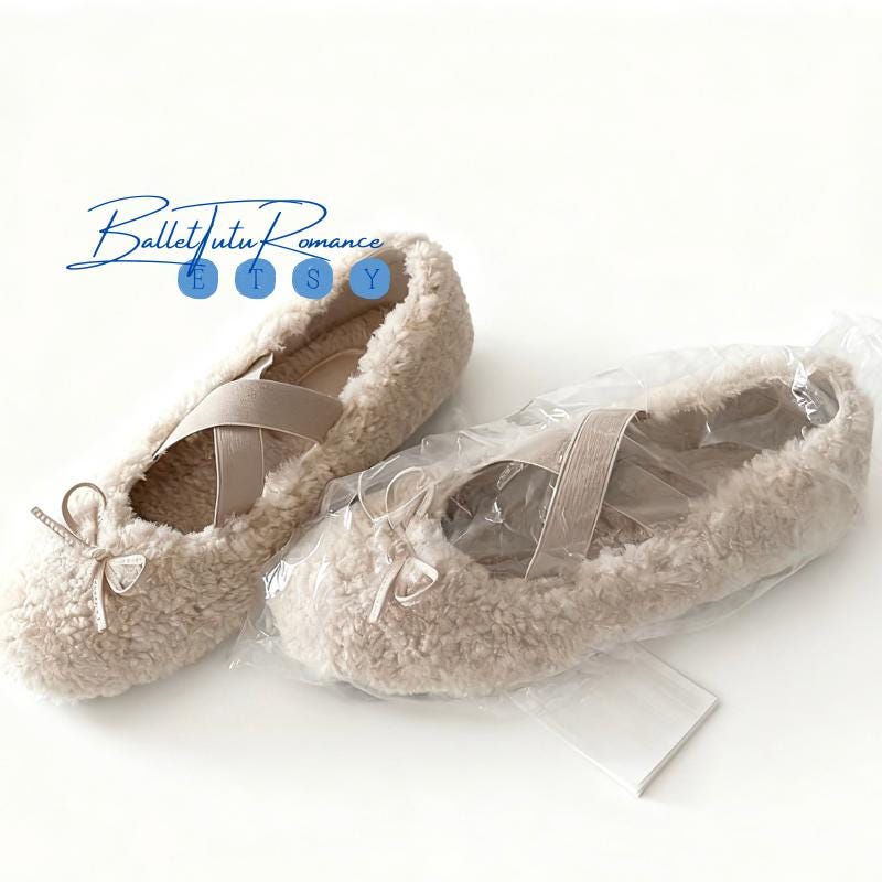 Handmade Mary Jane Ballet Shoes, Custom Warm Winter Flats, Ballet-Style Cozy Slip-Ons