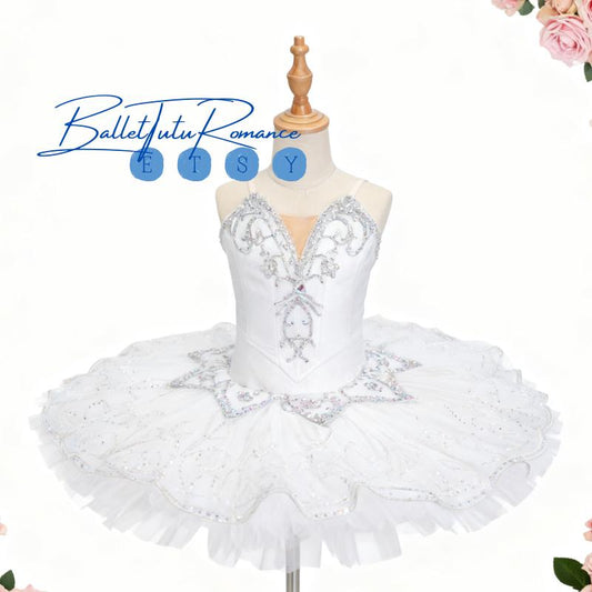 Luxury Custom Fairy Nutcracker White Ballet Tutu, Adult & Child Handmade High-End Ballerina Costume