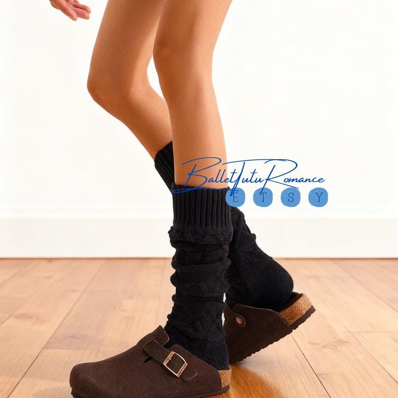 Double-Needle Thickened Knitted Cable-Knit Calf Socks Winter,Retro Cozy Warm Leg Casual Daily
