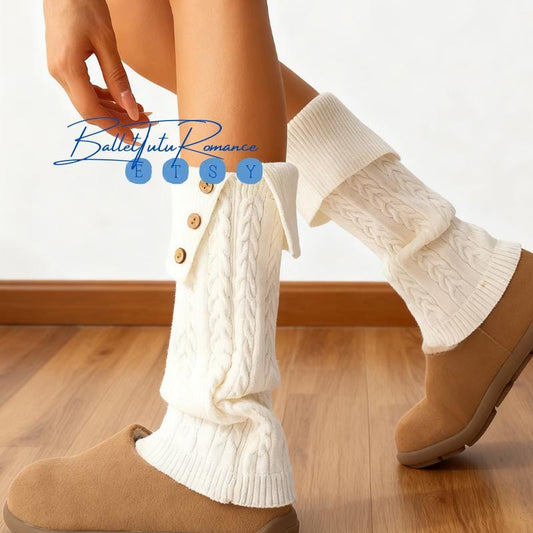 Knit Y2K Leg Warmers, Wool Pile Leg Covers for Retro Style, Fall Winter