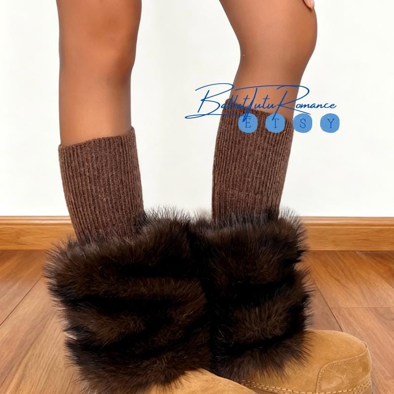 Retro Cozy Faux Fur Leg Warmers,Knit Cuff Style for Winter Boots & Cold Winter