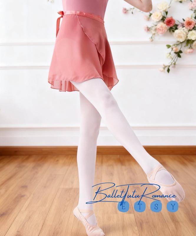 Girls Ballet Practice Wrap Skirt: One-Piece Dance Training Gauze Half Skirt for Rehearsals,Dance Class