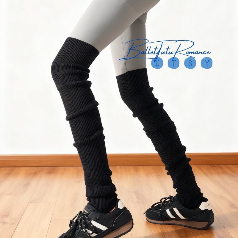 Knitted Over-the-Knee Leg Warmers, Sporty Modern Stacked Warm Leg Cuffs Average Size Cozy Trendy