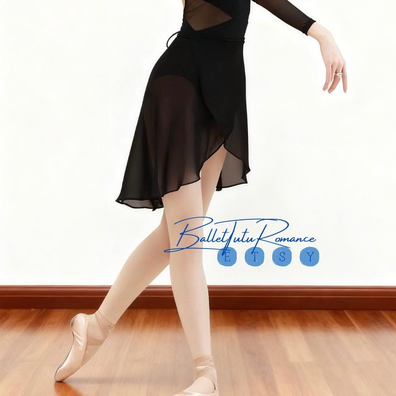 Sheer Chiffon Wrap Ballet Skirt: Adult Dance Half Skirt, Average Size Asymmetrical Practice Dancewear