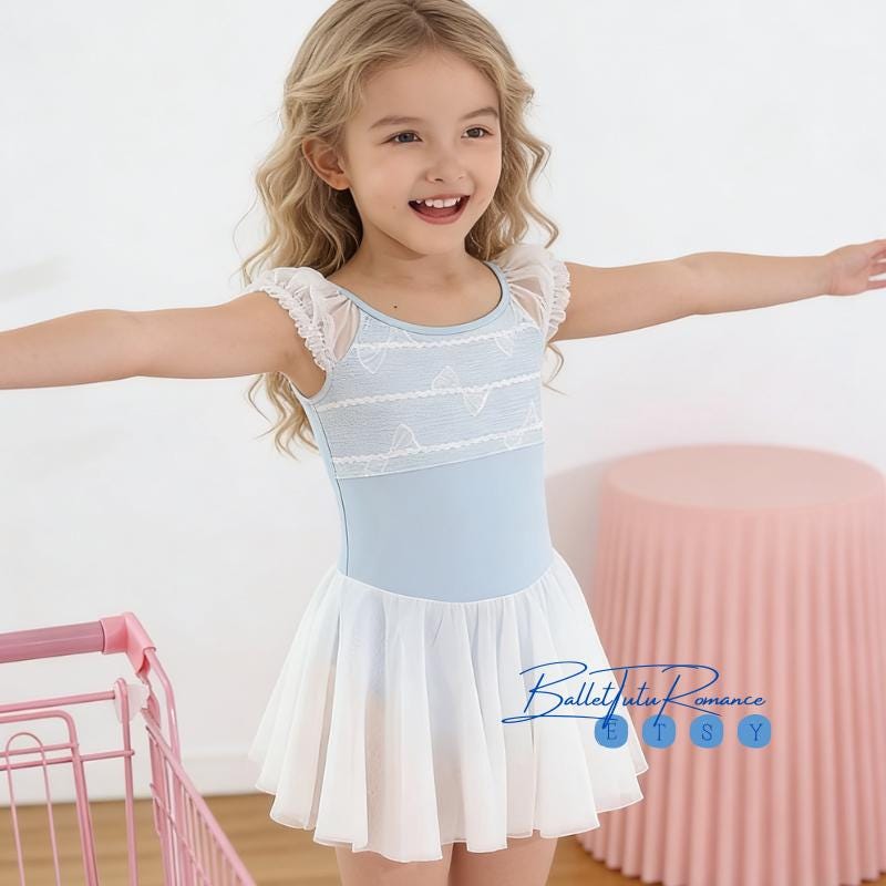 Lace Bow Ballet Tutu Leotard, Kids Ballet Practice Wear, Children Dance Performance Costume, Breathable