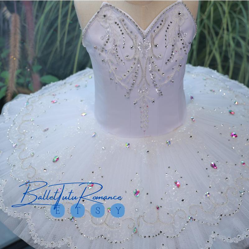 Luxury Black Swan Lake Ballet Tutu: Custom Rhinestone Costume, Adult/Child