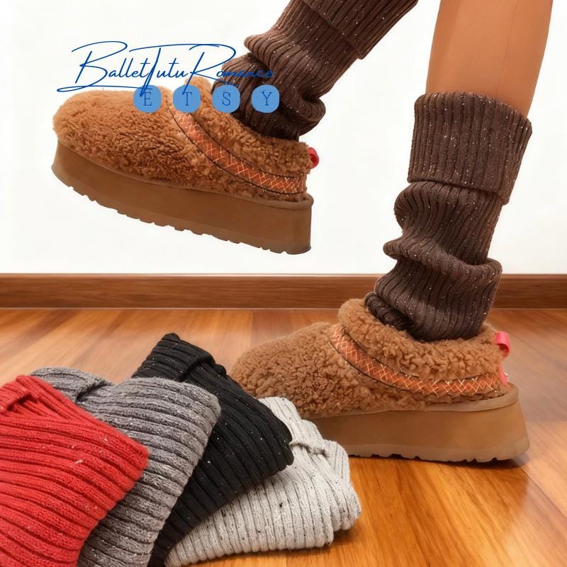 Short Leg Warmers, Multi-Color Knit Cuffs for Snow Boots, Daily Casual Fall Outfits
