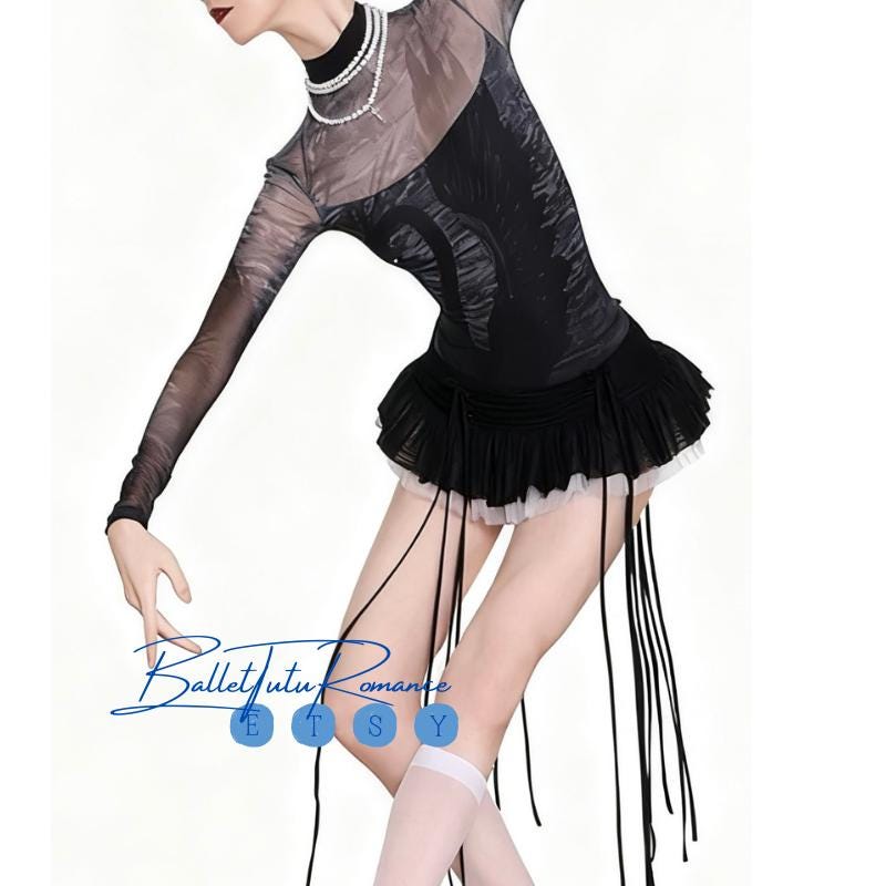 Black Swan Ballet Leotard: Adult Embroidered Bodysuit, Soft Mesh Dance Practice Wear