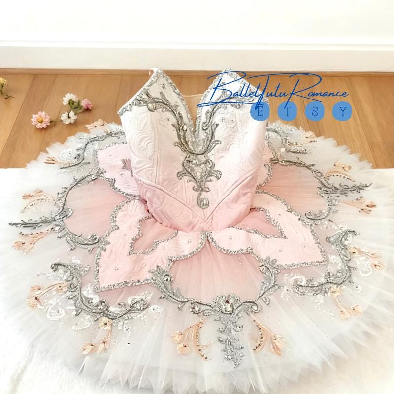 Custom Ballet Tutu, Luxury Aurora Nutcracker Costume, Adult/Child Handmade Silver-Embroidered Tutu