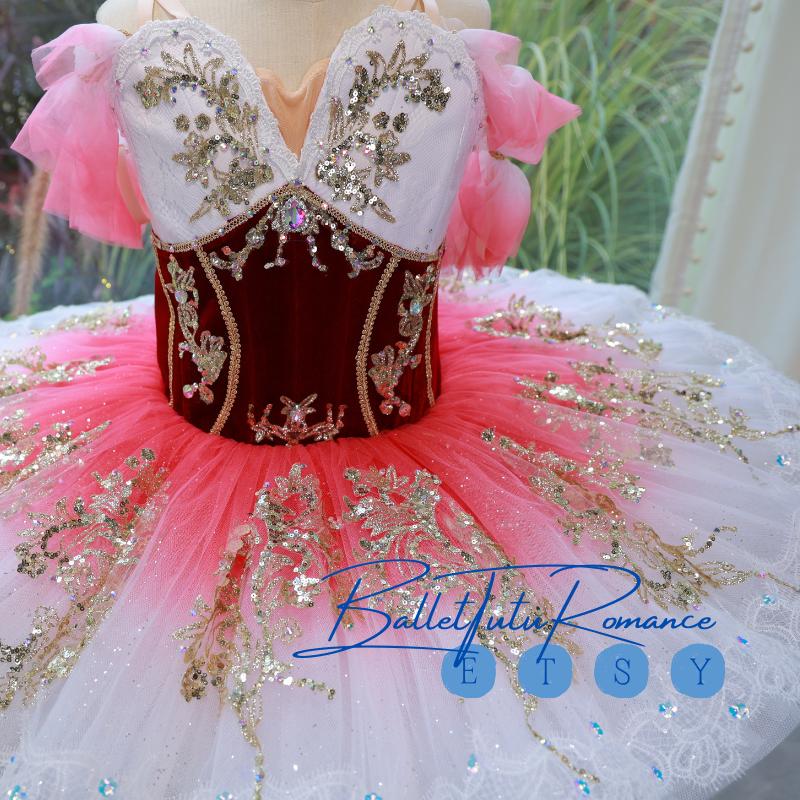 High-End Velvet & Tulle Ballet Tutu - Custom Adult/Child Burgundy Pink Dance Dress,Aurora/Nutcracker