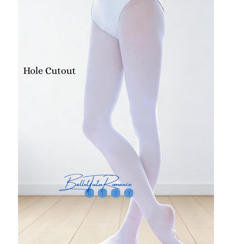 Ballet Dance Tights Anti-Run: 9/10 Cropped/Hole Cutout/Footed, Adult Yoga Tights