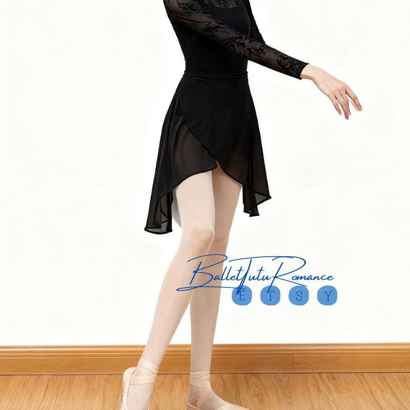 Sheer Chiffon Wrap Ballet Skirt: Adult Dance Half Skirt, Average Size Asymmetrical Practice Dancewear