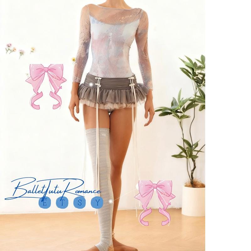 Adult Leotard Oil Painting Ballet Sheer Mesh Dancewear, Backless Women’s Gymnastics Yoga Outfit