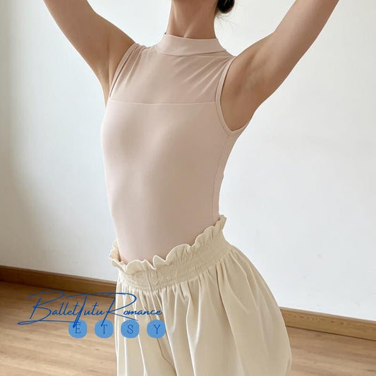Custom Size High-Neck Mesh Back Ballet Leotard, Sleeveless for Adult Dancers Performance, Bulk Order
