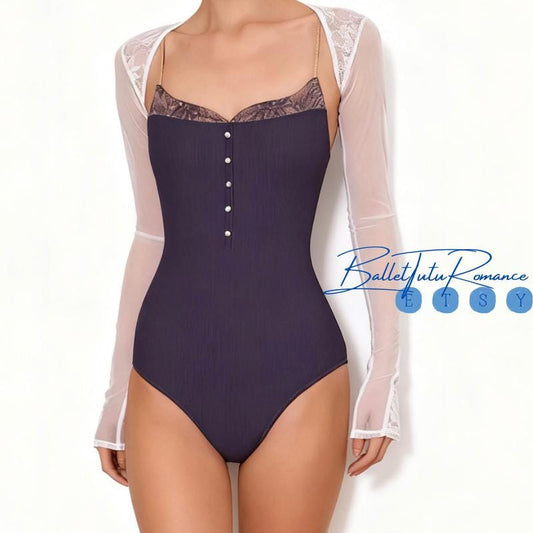 Women’s Sheer Mesh Lace Trim Ballet Shawl Shoulder Cover-Up | Dance Practice Shoulder Wrap